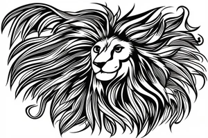 lion head with mane looking like flying bird tattoo idea