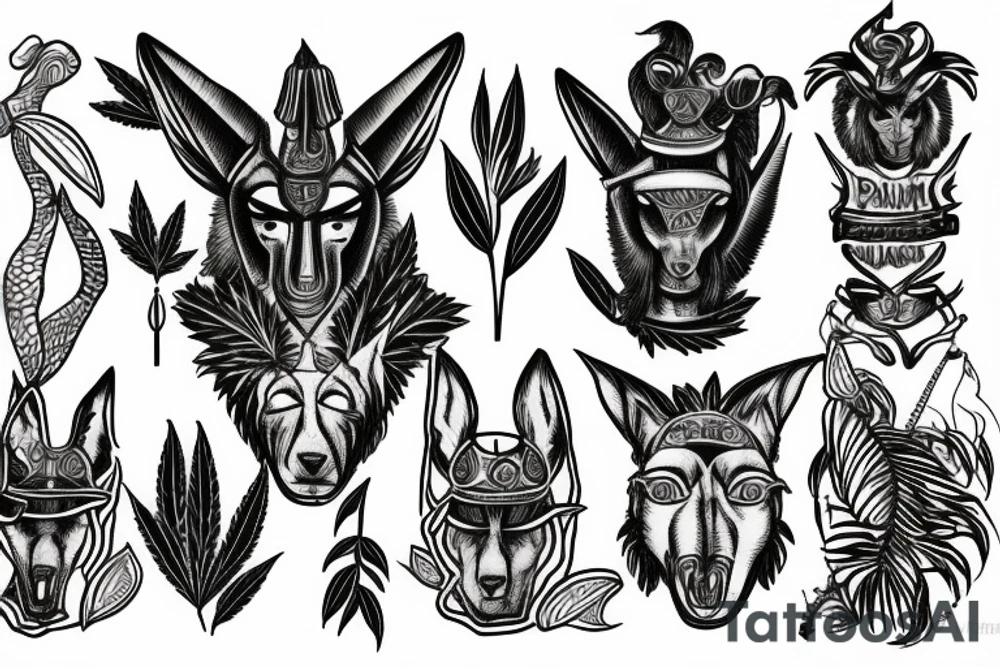 Palm anubis marijuana tattoo idea