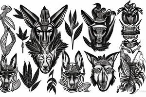 Palm anubis marijuana tattoo idea