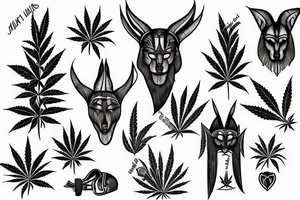 Palm anubis marijuana tattoo idea