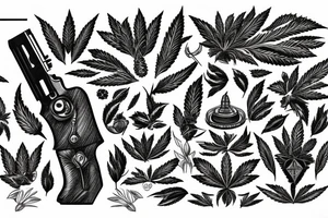 Palm anubis marijuana gun tattoo idea