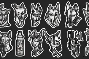 Palm anubis marijuana gun tattoo idea