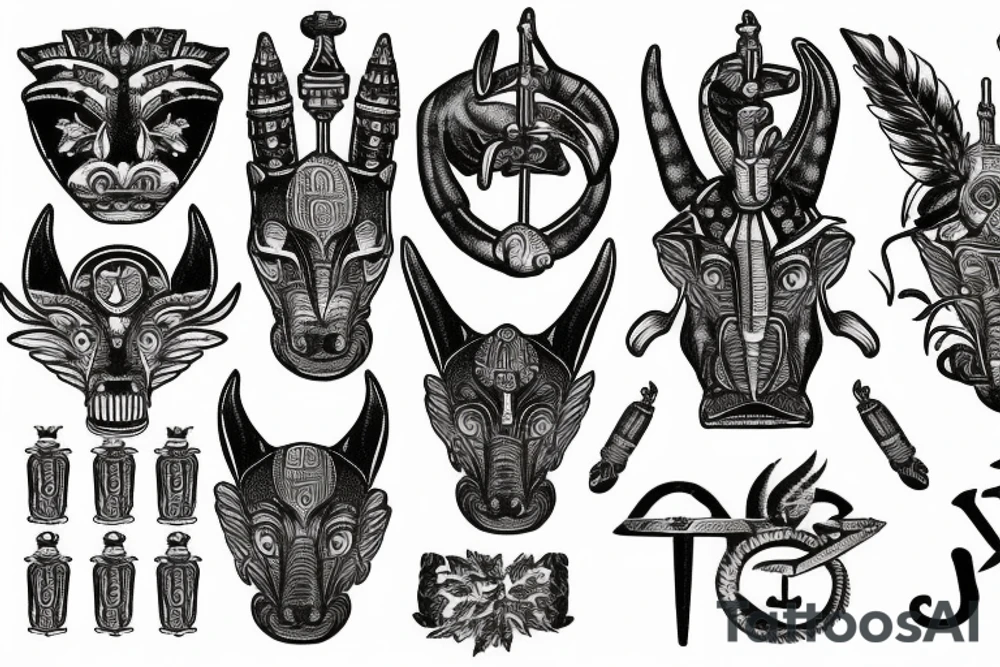 Palm anubis marijuana gun taurus tattoo idea