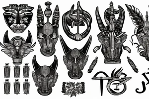 Palm anubis marijuana gun taurus tattoo idea