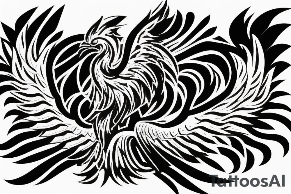 Masculine phoenix with geometrics in the background tattoo idea Masculine phoenix with geometrics in the background tattoo idea