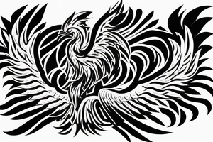 Masculine phoenix with geometrics in the background tattoo idea