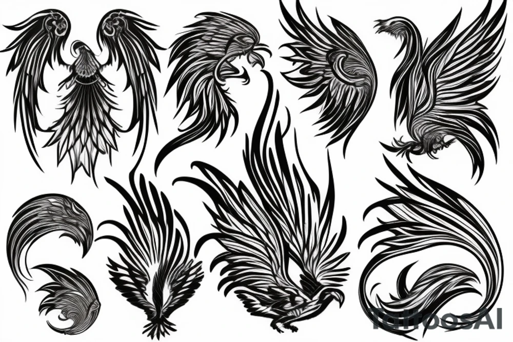Masculine phoenix with geometrics in the background tattoo idea Masculine phoenix with geometrics in the background tattoo idea