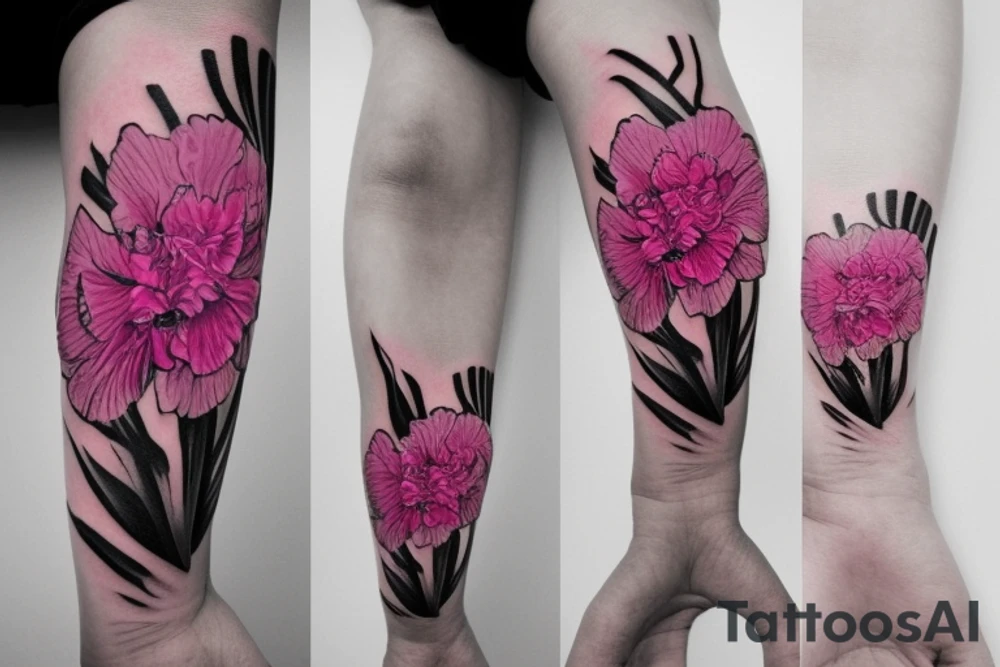 Pink Carnation flower and lightening tattoo idea