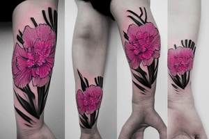 Pink Carnation flower and lightening tattoo idea