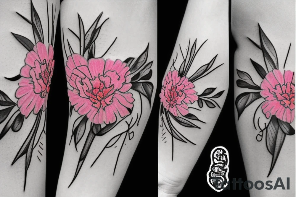 Pink Carnation flower and lightening tattoo idea
