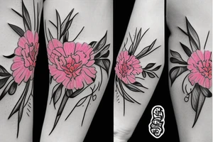 Pink Carnation flower and lightening tattoo idea