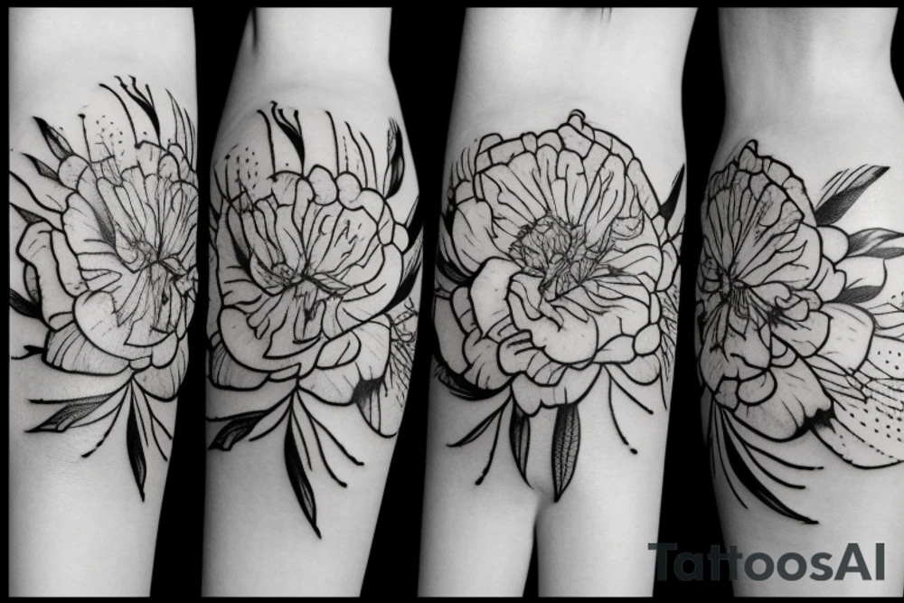 Pink Carnation flower and lightening tattoo idea