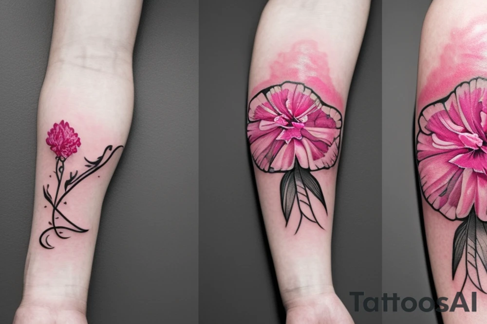 Pink Carnation flower and lightening tattoo idea