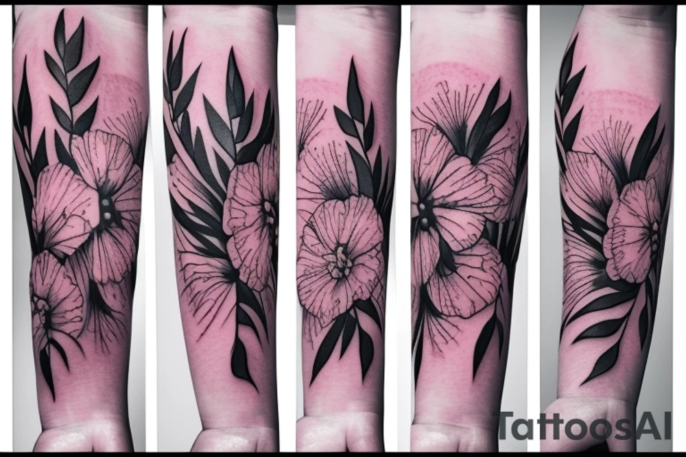 Pink Carnation flower and lightening bolt tattoo idea