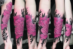 Pink Carnation flower and lightening bolt tattoo idea
