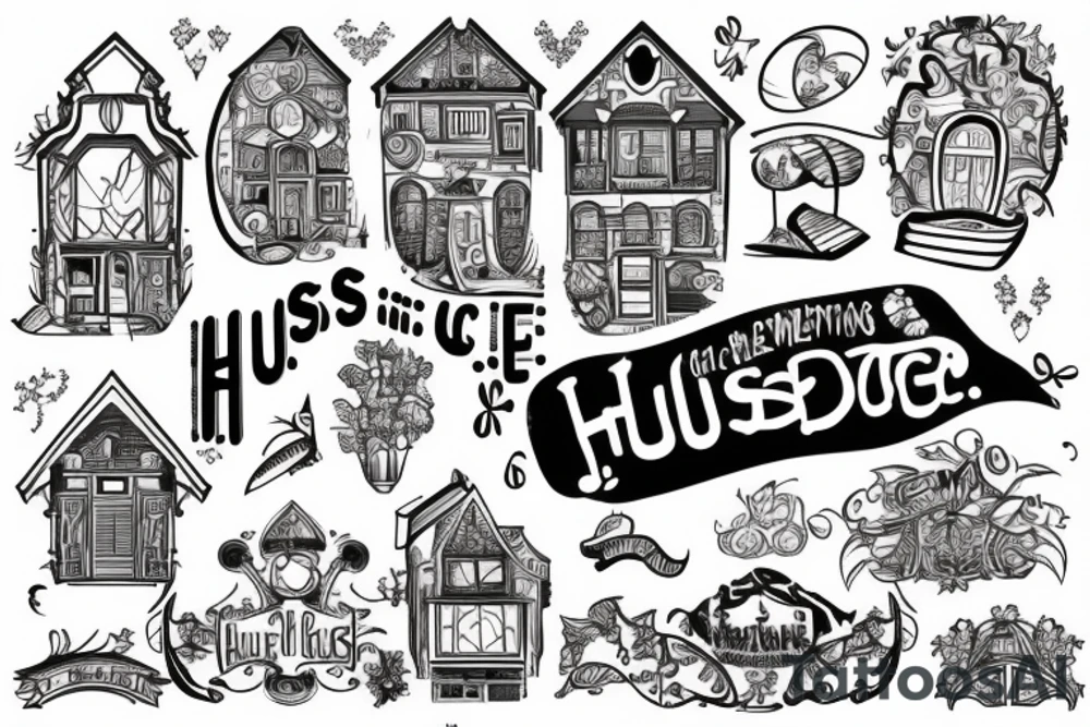 House with text: 'Huisje 5' tattoo idea