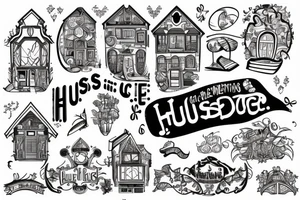 House with text: 'Huisje 5' tattoo idea