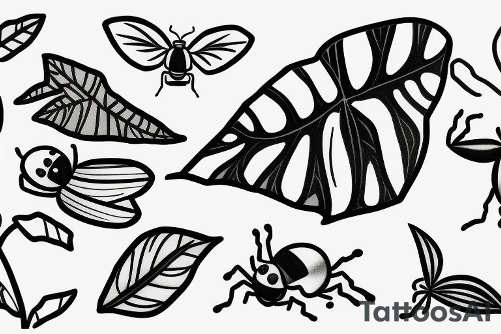 Lady bug on a monstera tattoo idea
