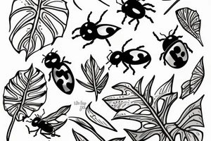 Lady bug on a monstera tattoo idea