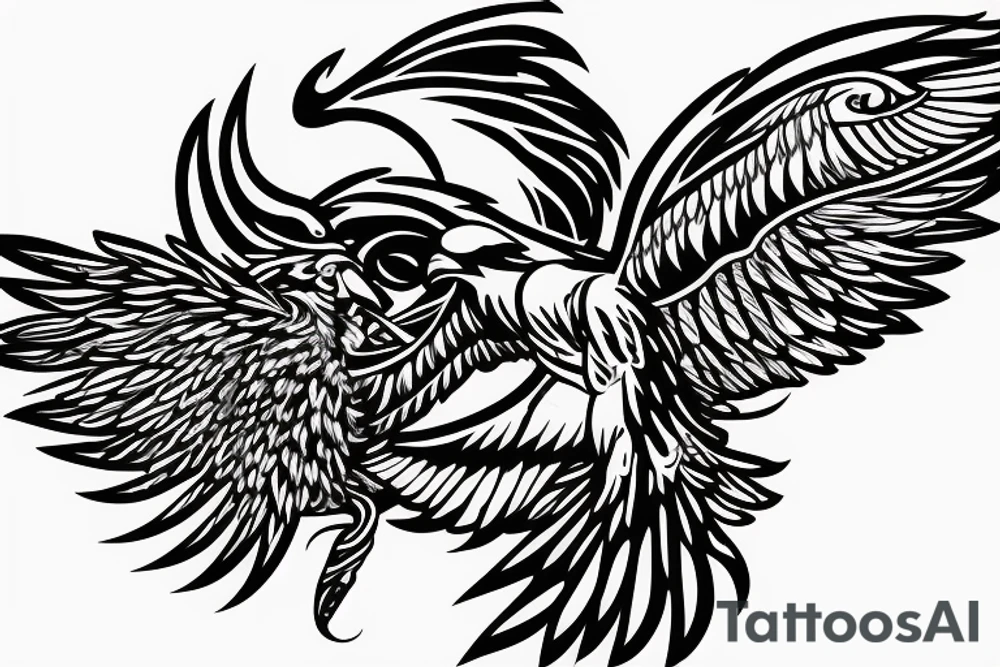 Hawk spreading wings tattoo idea