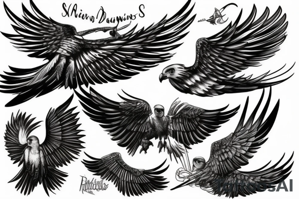 Hawk spreading wings tattoo idea