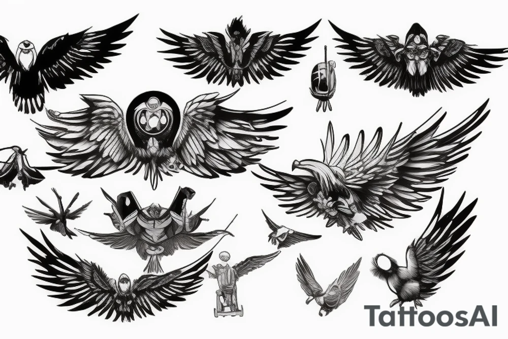 Hawk spreading wings tattoo idea