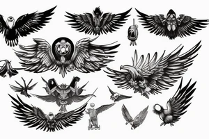 Hawk spreading wings tattoo idea