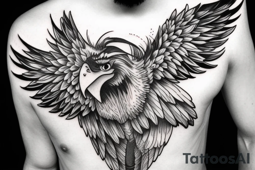 Hawk spreading wings tattoo idea