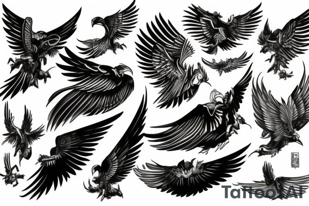 Hawk spreading wings tattoo idea
