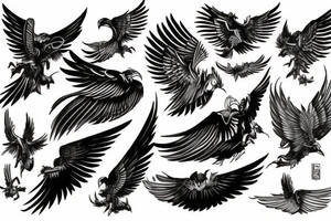 Hawk spreading wings tattoo idea