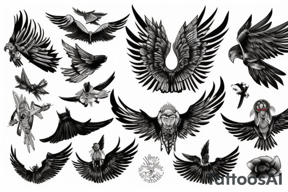 Hawk spreading wings tattoo idea
