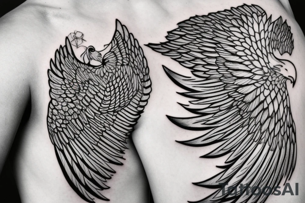 Hawk spreading wings tattoo idea