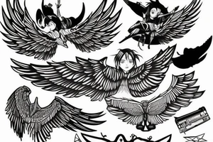 Hawk spreading wings tattoo idea