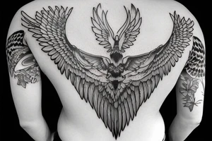 Upper back wings tattoo idea
