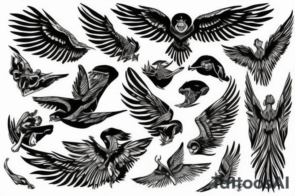 Upper back wings tattoo idea