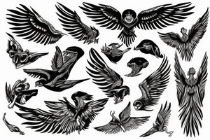 Upper back wings tattoo idea