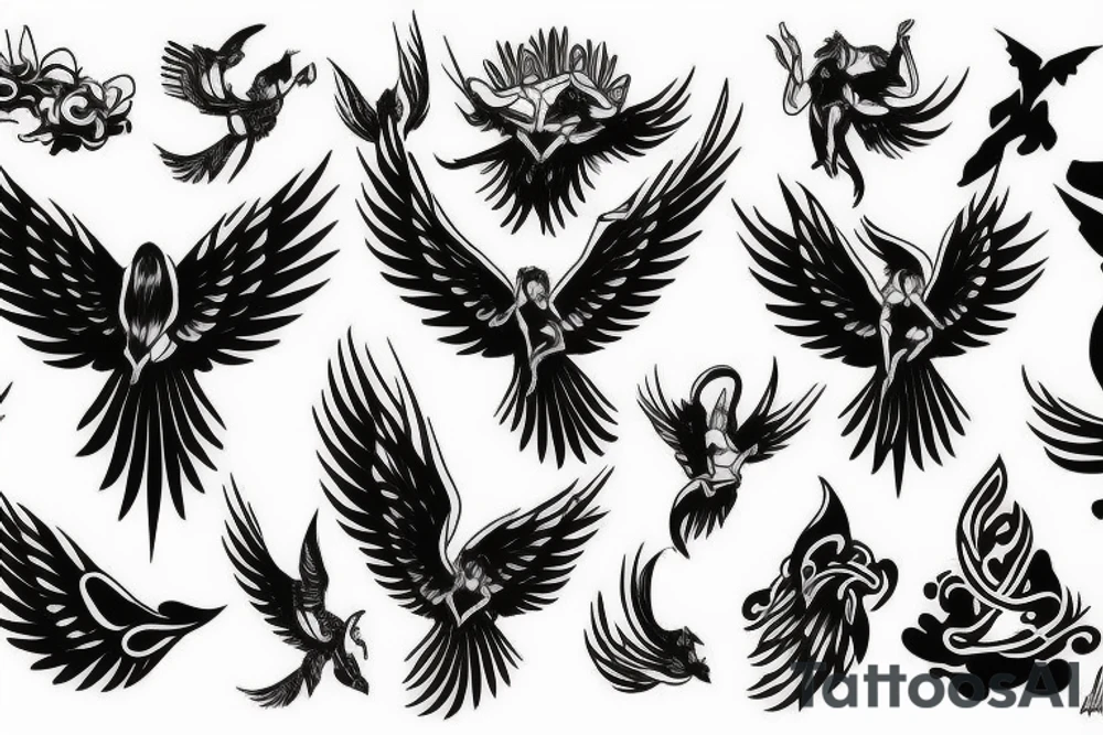 Upper back angel falling tattoo idea
