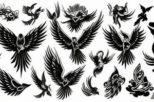 Upper back angel falling tattoo idea