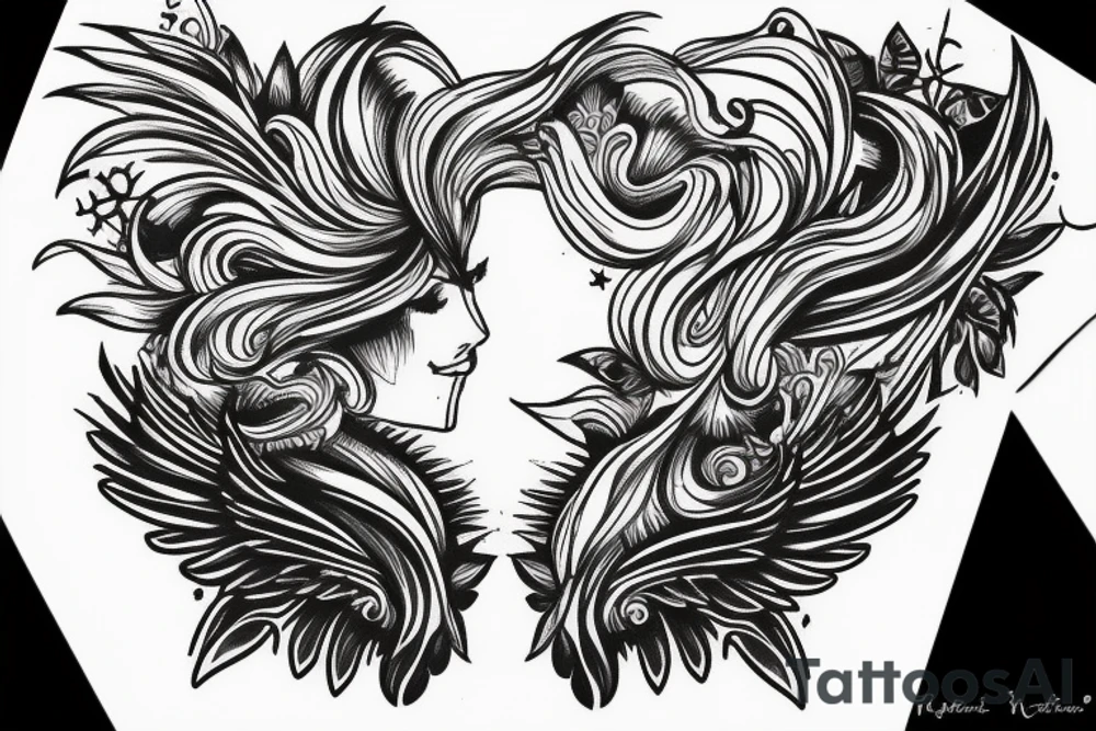 Upper back angel falling tattoo idea