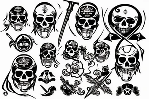 Upper back cross Jolly Roger tattoo idea