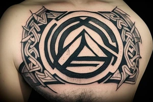Valknut Tattoo in front of a Viking round shield . 

The shield mentioned above will have ruins that the inner outline of the shield tattoo idea