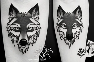 wolf with a forest underneath tattoo idea