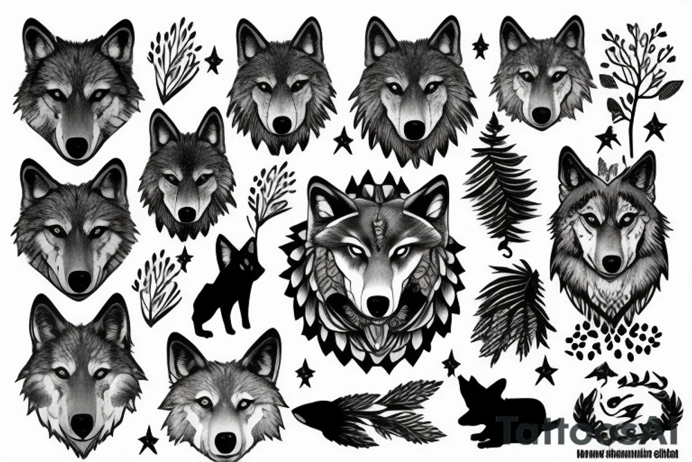 wolf with a forest underneath tattoo idea