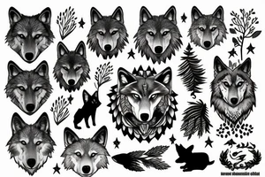 wolf with a forest underneath tattoo idea