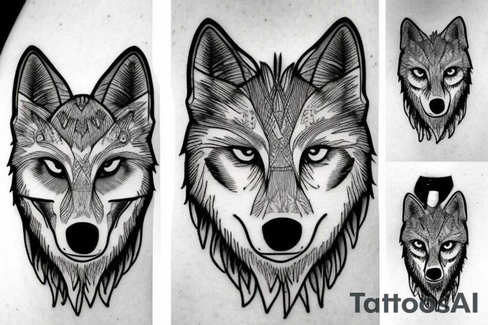 wolf with a forest underneath tattoo idea