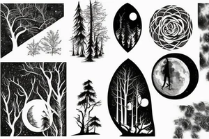 forest with a moon tattoo idea