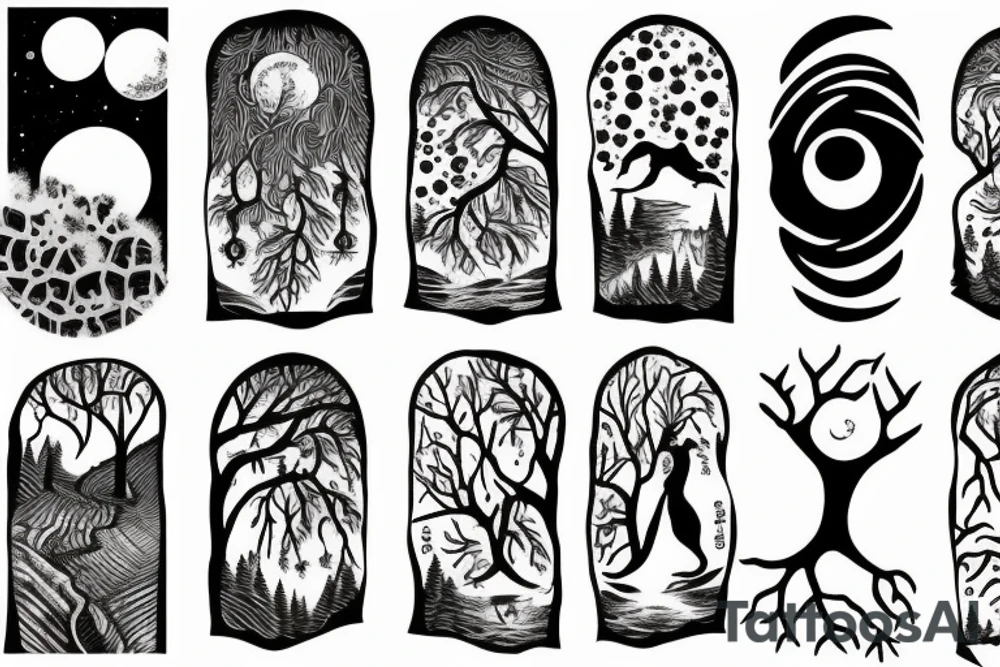 forest with a moon tattoo idea