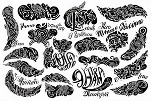 Dhimeegaa name design as music and pen tattoo idea