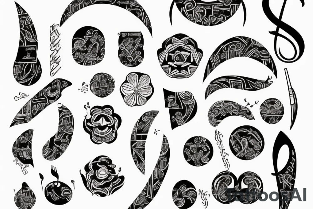 Dhimeegaa name design as music and pen tattoo idea