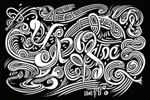 Dhimeegaa name design as music and pen tattoo idea